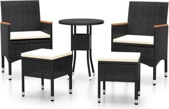 vidaXL Juego De Muebles De Jard&iacute;n 5 Piezas Rat&aacute;n Sint&eacute;tico Negro Vidaxl