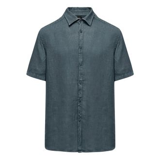 Bomboogie Linnen overhemd met regular fit - Heren - Overhemden - Blauw - Maat: 2XL Linnen