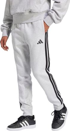 adidas Essentials 3-Stripes Fleece Sweatpants in Light Grey Heather/Black at Nordstrom Rack, Size Xx-Large