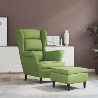 vidaXL Vidaxl - Sill&oacute;n Orejero Y Taburete De Terciopelo Verde Claro