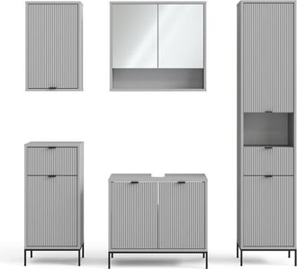 Vicco Conjunto De Muebles De Ba&ntilde;o Eliza, Gris, 5 Piezas