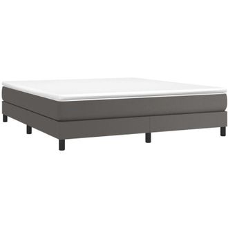 vidaXL Estructura De Cama Con Somier Cuero Sint&eacute;tico Gris 160x200 Cm Vidaxl