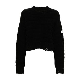 Maison Margiela Round-neck Knitwear, female, Black, Size: XS Crewneck Knitwear