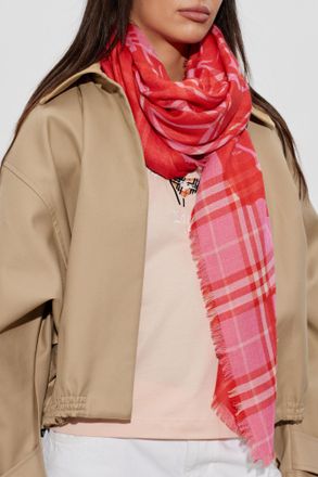 Burberry Scarf With A Checkered Pattern, Unisex, Pink