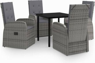 vidaXL Juego De Comedor De Jard&iacute;n 5 Piezas Con Cojines Gris Vidaxl