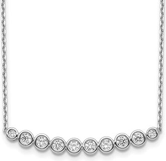 Diamond2Deal Sterling Silver 10 Stone CZ Bar Necklace 16with 2 ext