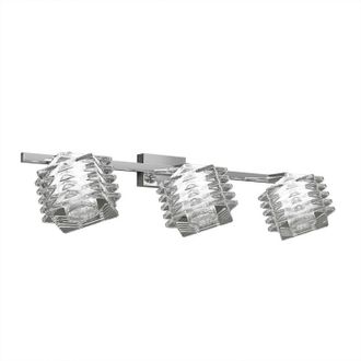 Top-Light Applique Contemporanea Rubik Metallo Cromo Diffusore Cristallo 3 Luci G9