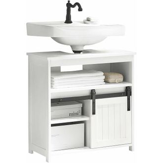 SoBuy Mueble Para Debajo Del Lavabo Armario De Ba&ntilde;o De Suelo Con 3 Estante Y 1 Puerta 60 X 30 X 62 Cm Bzr61-w Sobuy Es