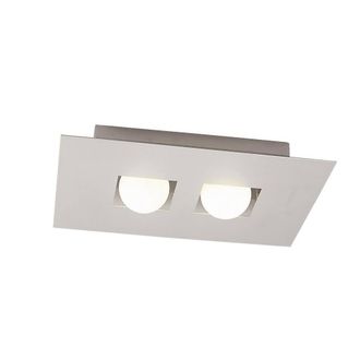 Netlighting Cocoon Rectangular Flush Ceiling 2 Light G9 SilverFrosted White Glass in Silver