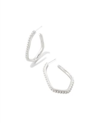 Kendra Scott Womens Lonnie Beaded Hoop Earrings In Silver