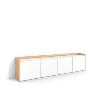 Skraut Home Mueble tv efecto madera blanco y roble 207x35x50cm
