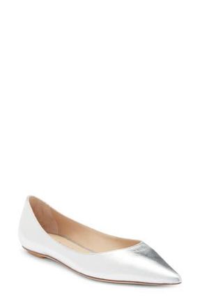 Stuart Weitzman Emilia Pointed Toe Flat in Silver at Nordstrom Rack, Size 5.5