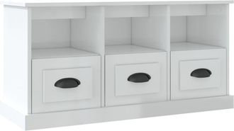 vidaXL Vidaxl - Mueble De Tv Madera Contrachapada Blanco Brillo 100x35x50 Cm