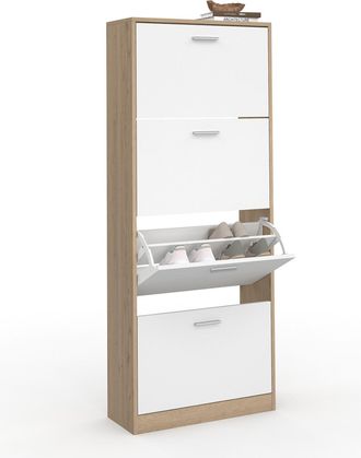 IDMarket Idmarket - Scarpiera Effetto Faggio Con 4 Ante Bianco