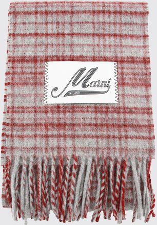 Marni Sciarpa a quadri in misto lana e mohair con logo applicato