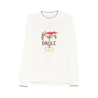 Dr&ocirc;le de Monsieur Round-neck Knitwear, male, Beige, Size: XL Round-neck Sweater