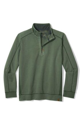 Tommy Bahama Ben & Terry Half Zip Sweatshirt in Dark Jade at Nordstrom, Size X-Large