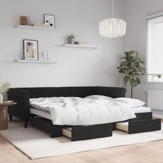 vidaXL Furniture Limited - Divano Letto Estraibile con Cassetti Nero