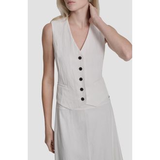 DKNY Arid Cotton Blend Pique Vest in Ivory at Nordstrom, Size X-Large