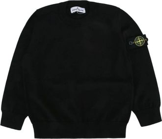 Stone Island Kids Sweatshirts, male, Black, 10 Y, Crew Neck Sweatshirt