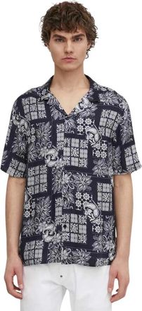 The Kooples Regular-fit Tapestry Print Shirt - Heren - Korte mouwen Overhemden - Blauw - S - Overhemden