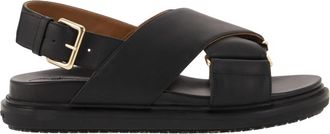 Marni Fussbett Sandalen - Dames - Sandalen - Zwart - 36 EU - Leer - Schoenen