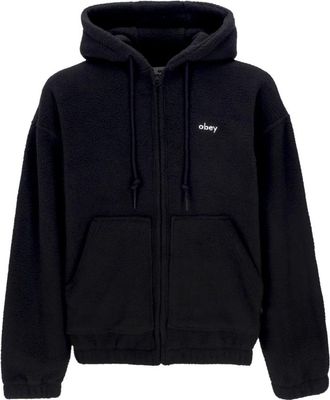 Obey Zwarte rits hoodie met lange mouwen - Heren - Vesten met rits - Zwart - XL - Polyester - Hoodies & sweatvesten