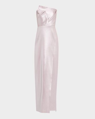 Aidan Mattox Strapless Foiled Mikado Column Gown