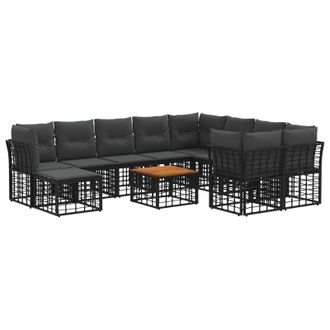 vidaXL Set Di Divani Da Esterno 11 Pz Nero E Grigio Scuro Polyrattan Vidaxl