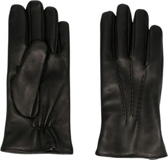 Orciani Nappa Flake Leren Handschoenen - Dames - Handschoenen - Zwart - 9 IN - Wol - Accessoires