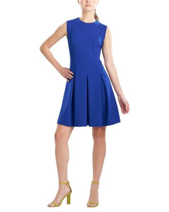 Natori Solid Knit Crepe Sleeveless Pleated Dress