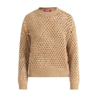 Max Mara Lange gebreide trui - Dames - Ronde hals truien - Bruin - L - Truien & Vesten