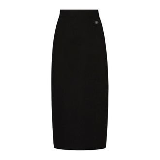 Dolce & Gabbana Midi Skirts, female, Black, Size: S High-Waisted Pencil Skirt with Logo Detail