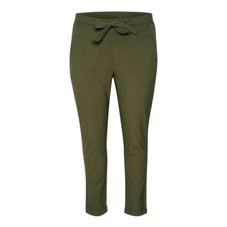 Kaffe Curve Elastische Taille Riem Broek Druivenblad - Dames - Broeken - Groen - Maat: 3XL