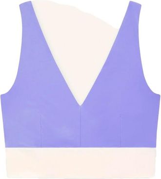 Mymarini Yoga Top Bikini-Top f&uuml;r Damen | lila/wei&szlig;