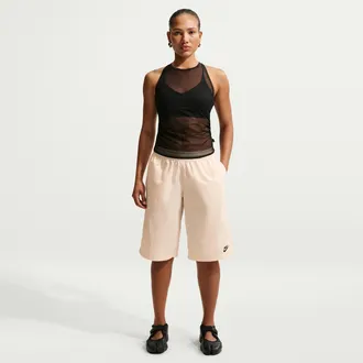 Nike Womens Nike Sportswear Mid-Rise Loose Knee-Length Shorts in White | IH8464-102