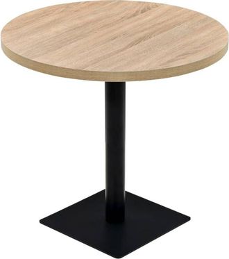 vidaXL Bistro Table MDF and Steel Round 80x75 cm Oak Colour vidaXL