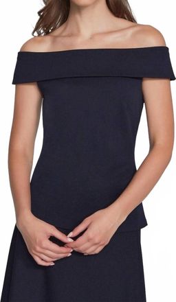 Joseph Ribkoff Off Shoulder Top In Midnight Blue