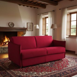 Dmora Dmora - Sof&aacute; Cama 3 Plazas Cecina, Sof&aacute; Convertible Para Sal&oacute;n, Acolchado, Desenfundable, Calidad 100% Made In Italy, 200x95 H90 Cm, Rojo