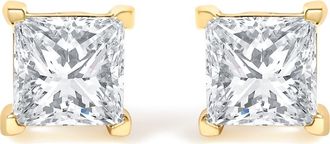 House of Brilliance IGI Certified 14k Yellow Gold 1/2 Cttw Princess Solitaire Diamond Stud Earrings at Nordstrom