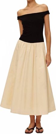 Elodie Simone Midi Dress In Black/ecru