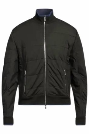 Moorer Mens Stand Collar Short Bomber Jacket In Militare