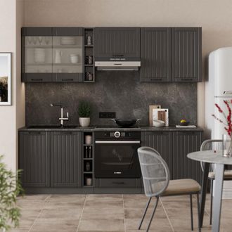 Vicco Mueble De Cocina Fame-line, Gris Oscuro, 235 Cm, Et M&aacute;rmol, Vicco