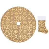 OEM Falda De Lujo Para &Aacute;rbol De Navidad Con Calcet&iacute;n, Amarilla, 90 Cm, Tela - Crezuo