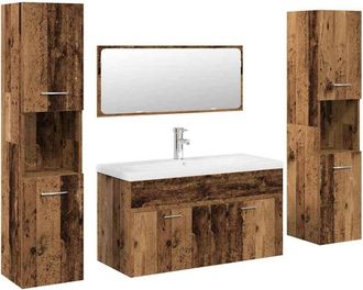 vidaXL Juego de muebles de baño 5 piezas madera ingeniería envejecida vidaXL