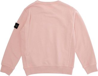Stone Island Boys Pink Crewneck Sweatshirt With Logo Patch Cotton Hoods & Sweatshirts
