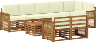 vidaXL Conjunto De Sof&aacute;s De Exterior 8 Uds. Natural Y Crema Vidaxl