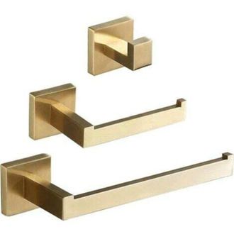 OEM Organizador De Ba&ntilde;o De Pared De 3 Piezas Con Aro Para Toallas, Portarrollos De Papel Higi&eacute;nico Y Gancho, Color Oro Cepillado