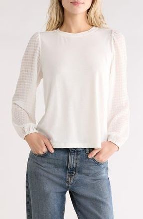 Melrose and Market Mixed Media Top in Ivory Egret at Nordstrom Rack, Size Xx-Large