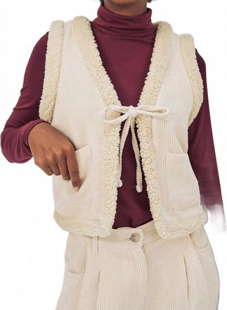 Mademoiselle Y&eacute;Y&eacute; Reversible Corduroy Vest In Beige